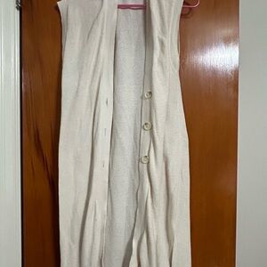 LOFT Cream Knit Sleeveless Kimono Style Top